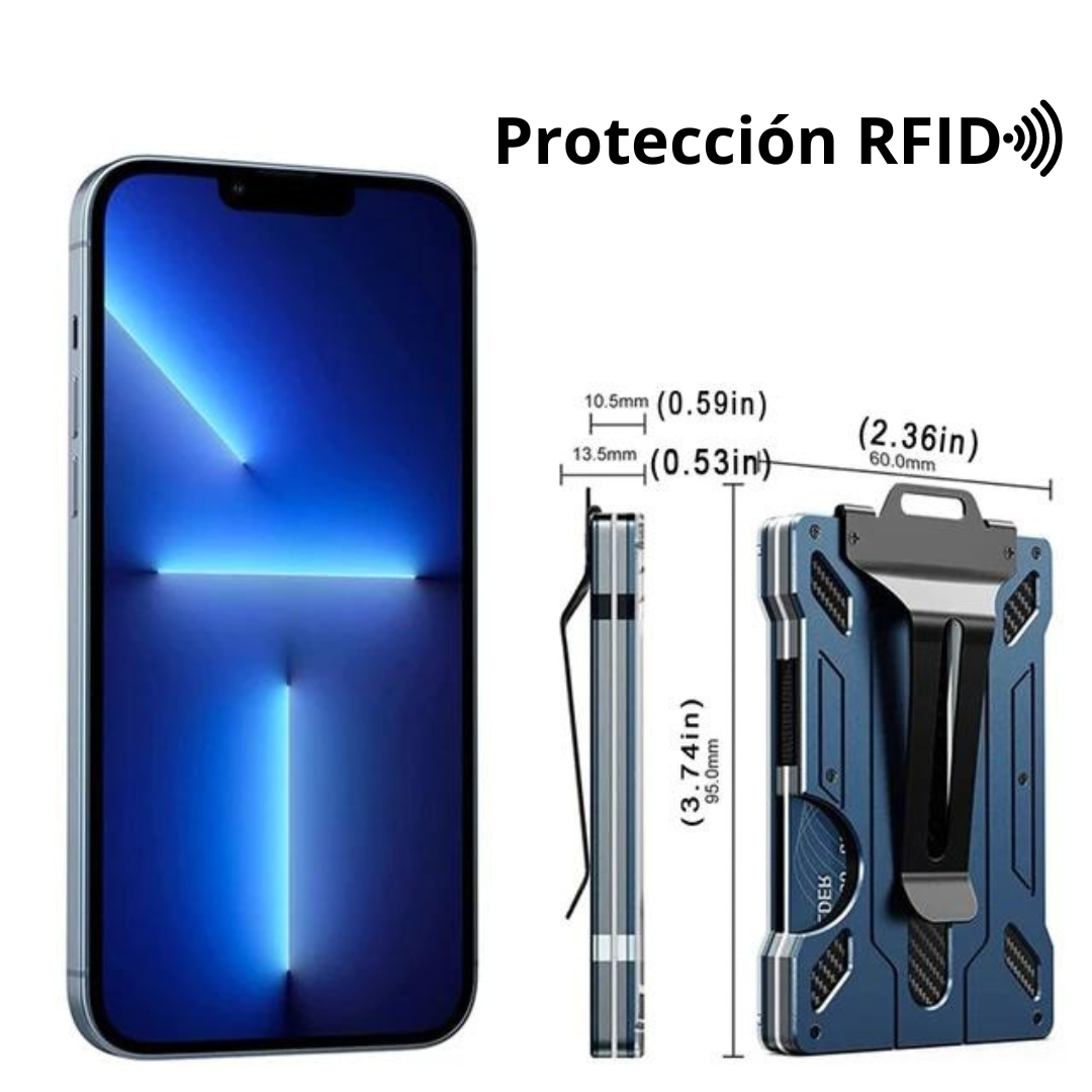 Billetera metálica antirrobo para hombre