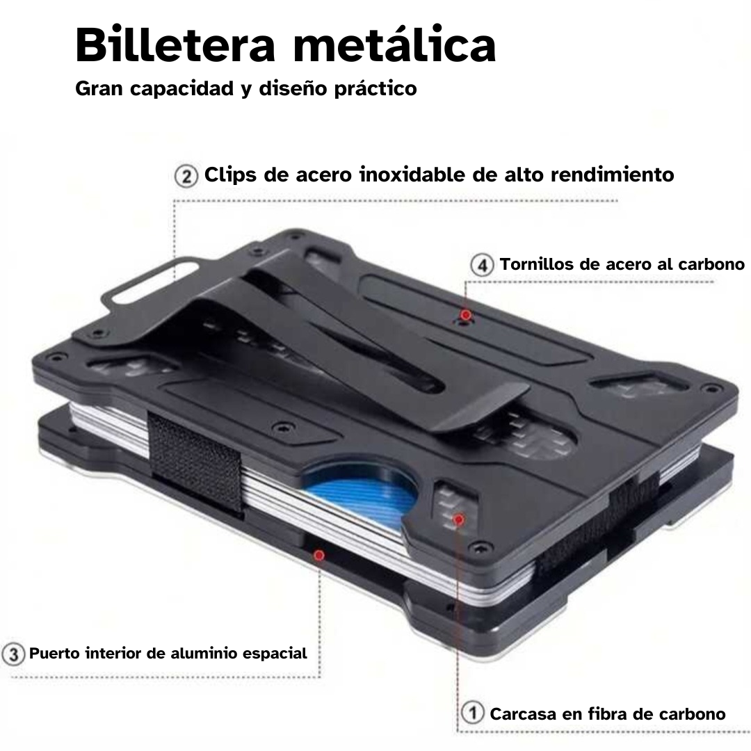 Billetera metálica antirrobo para hombre
