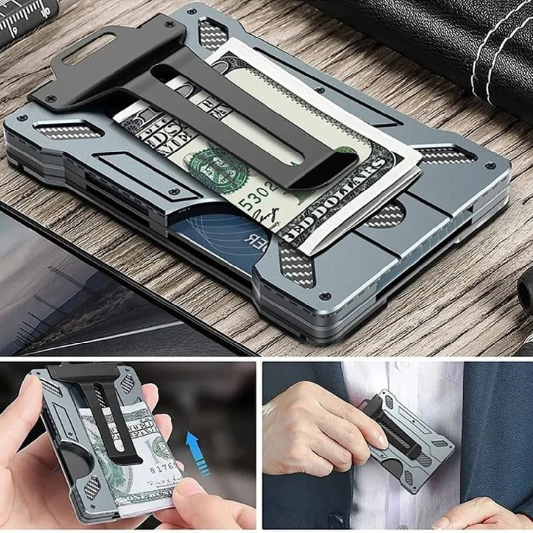 Billetera metálica antirrobo para hombre