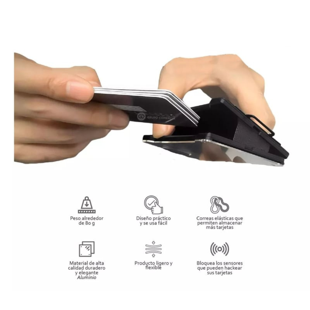 Billetera metálica antirrobo para hombre